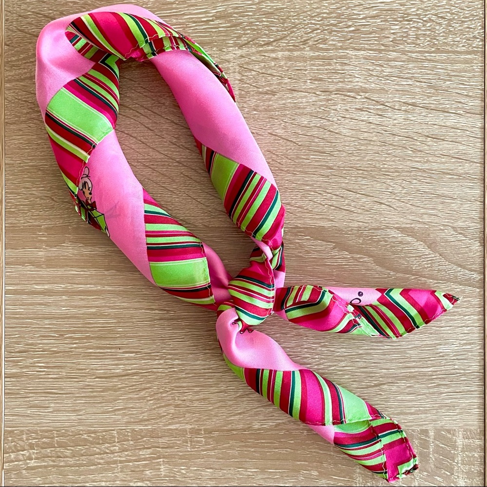 Ladies pink and green silk scarf